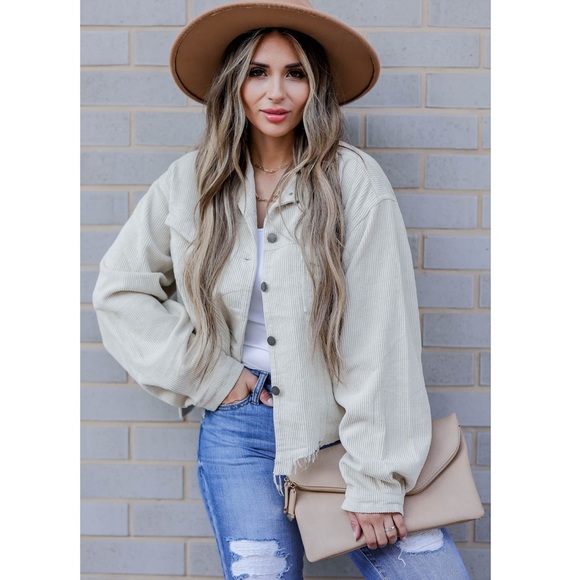 Cream Corduroy Shacket-Closet Candy - Picture 4 of 12